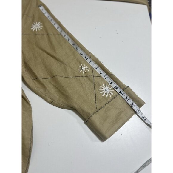 Annie Alexander Linen Skirt Jacket Top Khaki 22W Plus Cottagecore Vintage Retro - Picture 15 of 16